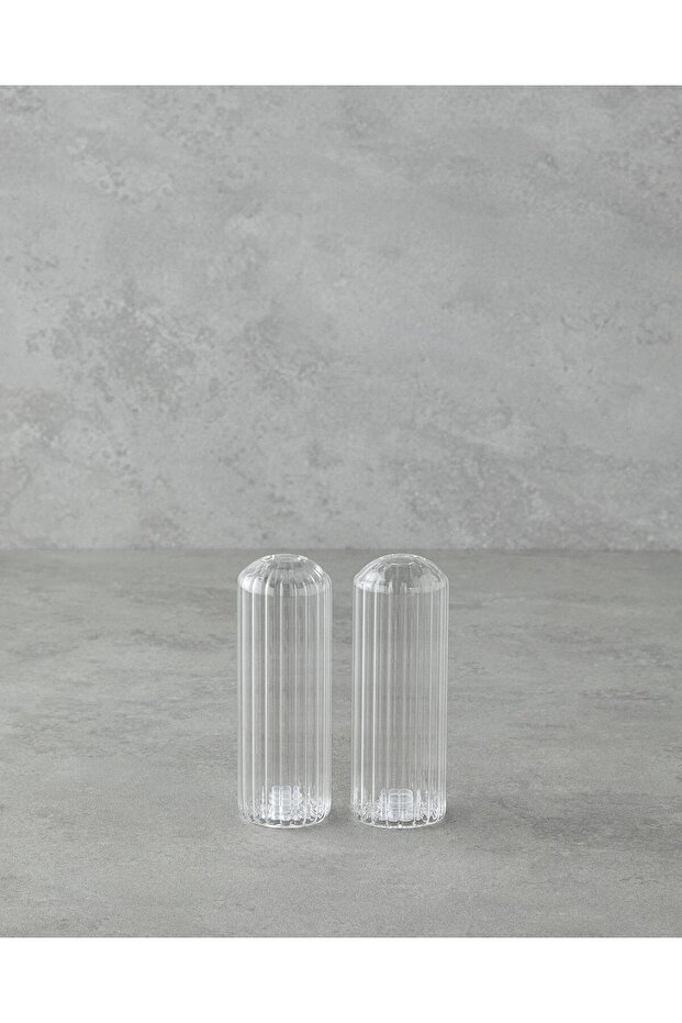 Pulse Glass 2-Piece Salt and Pepper Shakers 11X3.5 cm Transparent