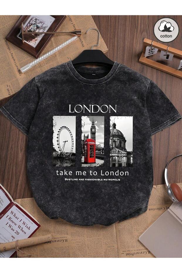 Unisex London Architectural Graphic Printed Short Sleeve T-Shirt – Streetwear Summer Tee