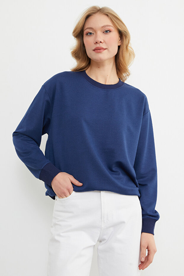 Basic Bisiklet Yaka Sweatshirt - 2