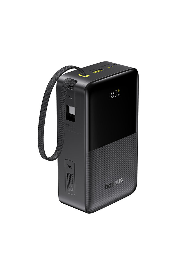 EnerFill Bipow2 Pro 30000 mAh Power Bank, Dahili USB-C Kablosu, 22.5W Hızlı Şarj, LED Ekran, Siyah - 1