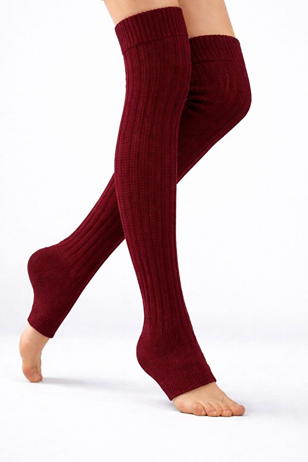 جوارب طويلة مرنة فوق الركبة بدون أصابع مصنوعة من القطن الأساسي - 3