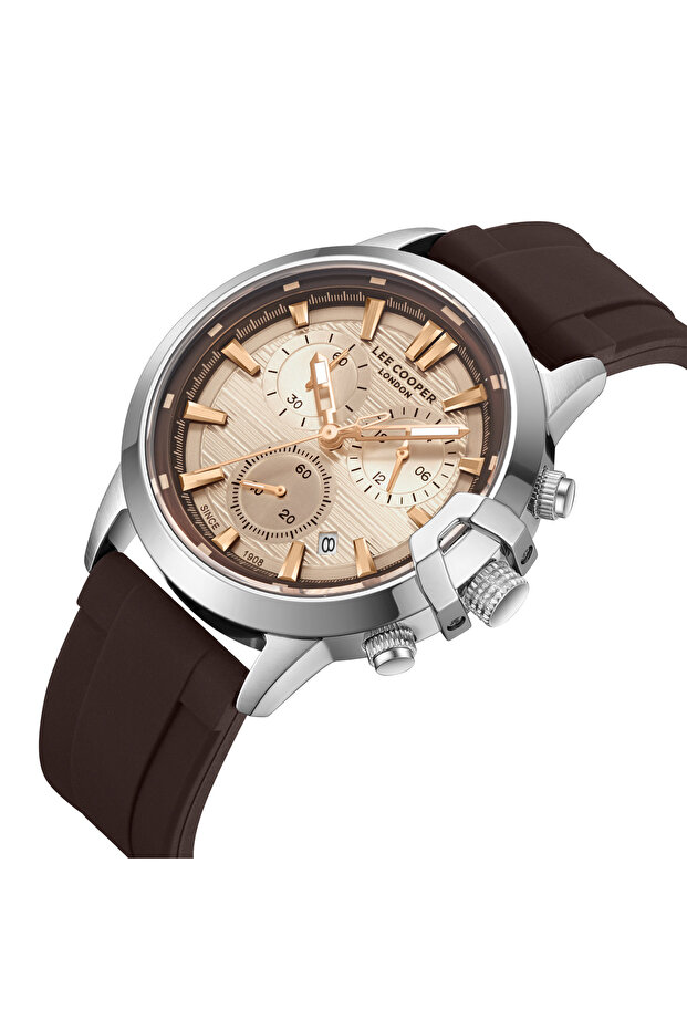 ساعة رجالية متعددة الوظائف بمينا فضي - LC08267.332 - 2