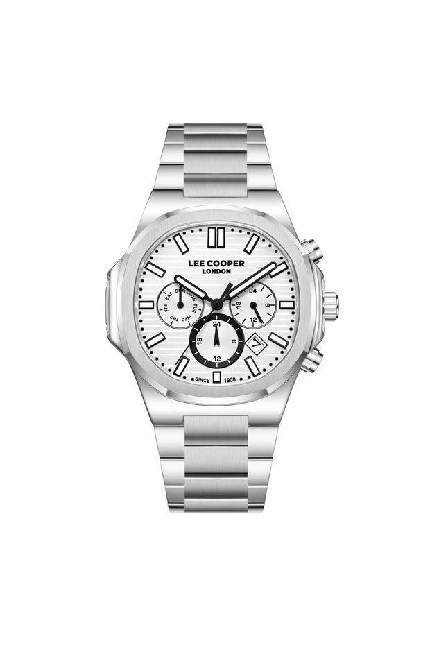 ساعة رجالية متعددة الوظائف بمينا فضي - LC08272.330 - 1