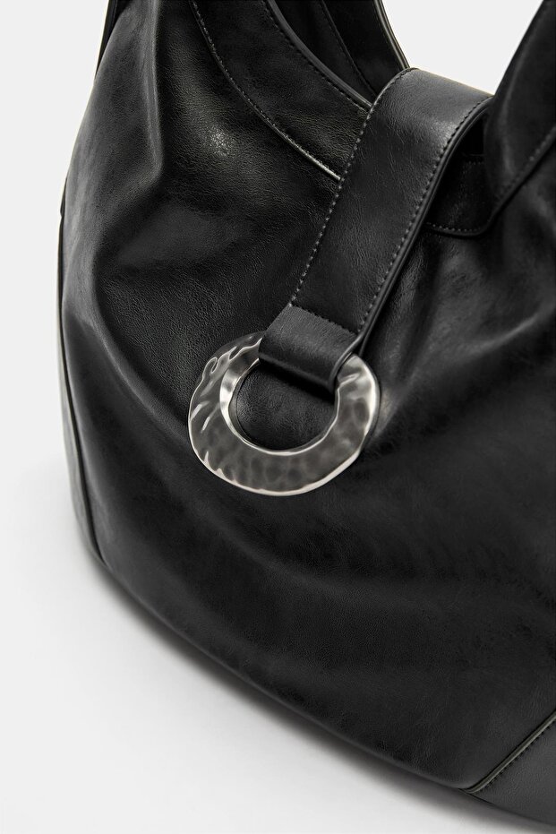 Halkalı tote çanta - 4