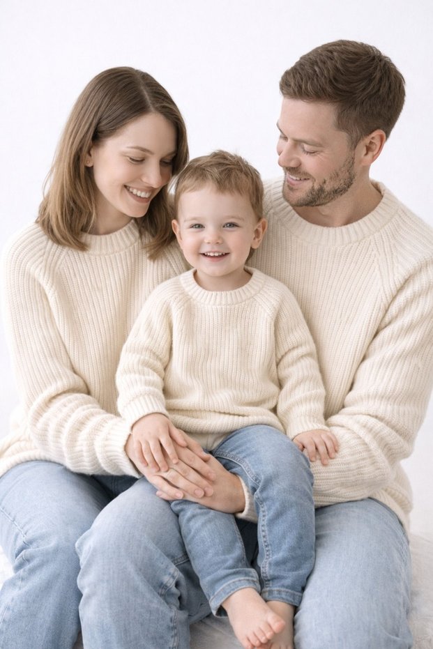 Knitwear Sweater Concept Regular Thessaloniki Knit Sweater for Mother, Father, Child, Family Combination