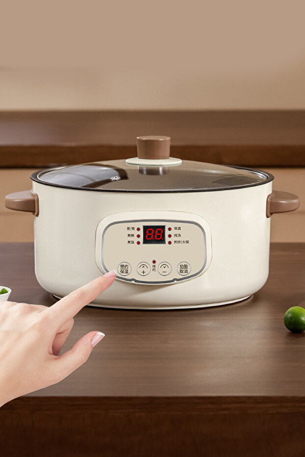 Multi-function Electric Cooker Digital Display Control Rice Noodles Eggs Cooking Hot Pot - 2.6L