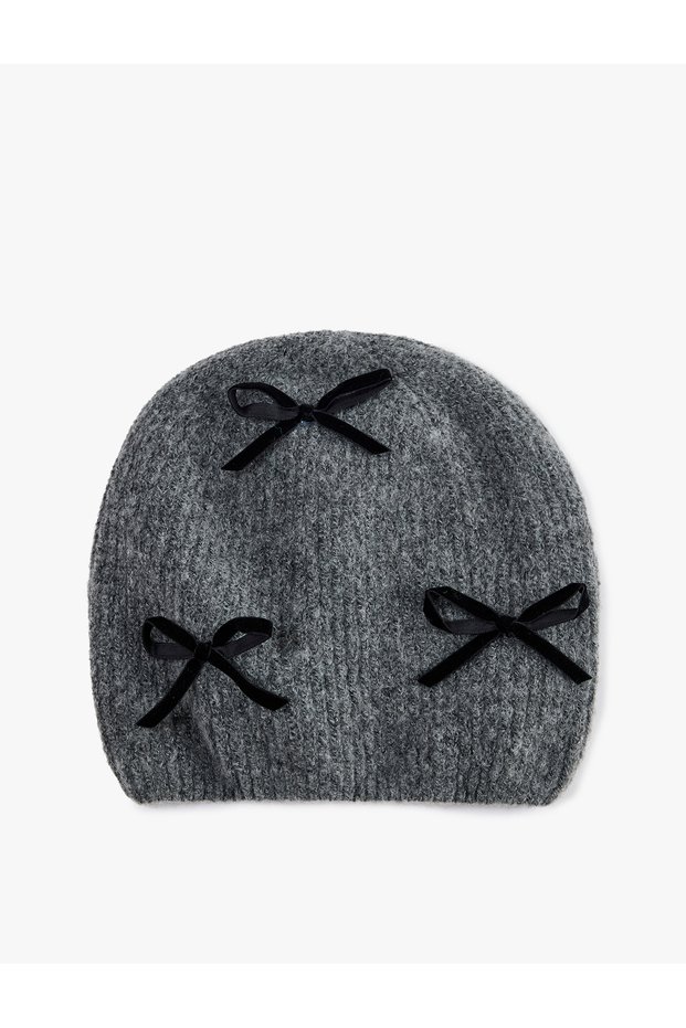 Wool Blend Beret with Bow