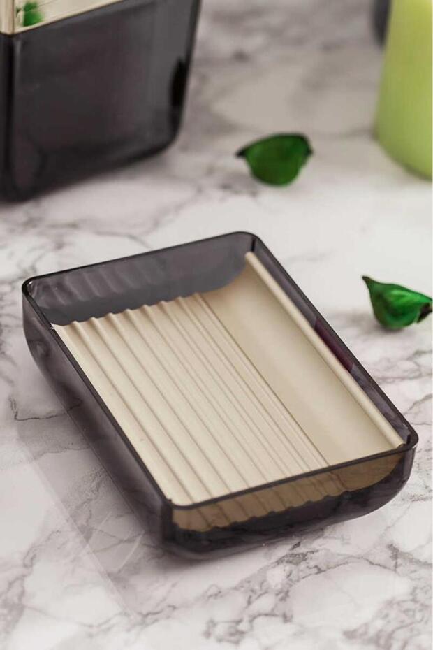 حامل صابون توسكانا شفاف أسود ذهبي صلب - 2