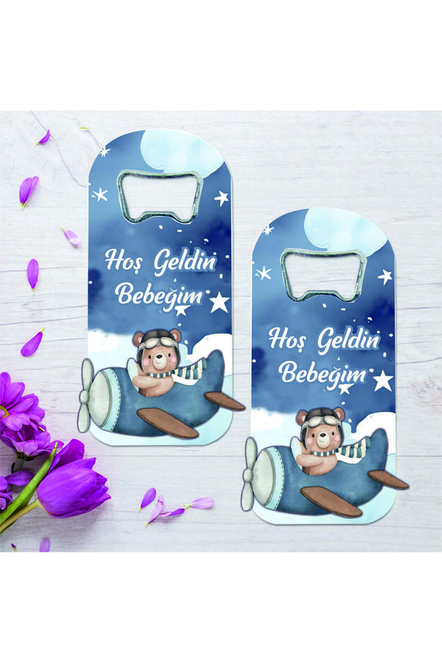 10 Wooden Embossed Figure Baby Birth 1 Year Old Gift Opener Magnet