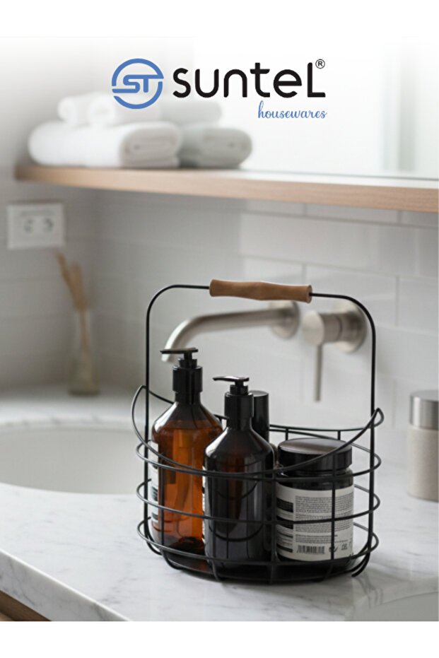 Multi-Purpose Wire Basket with Wooden Handle