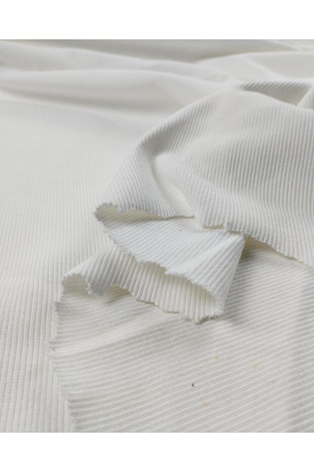 Ribbed Knit Ribana Fabric in Ecru Color (Width 100 cm X Length 160 cm)