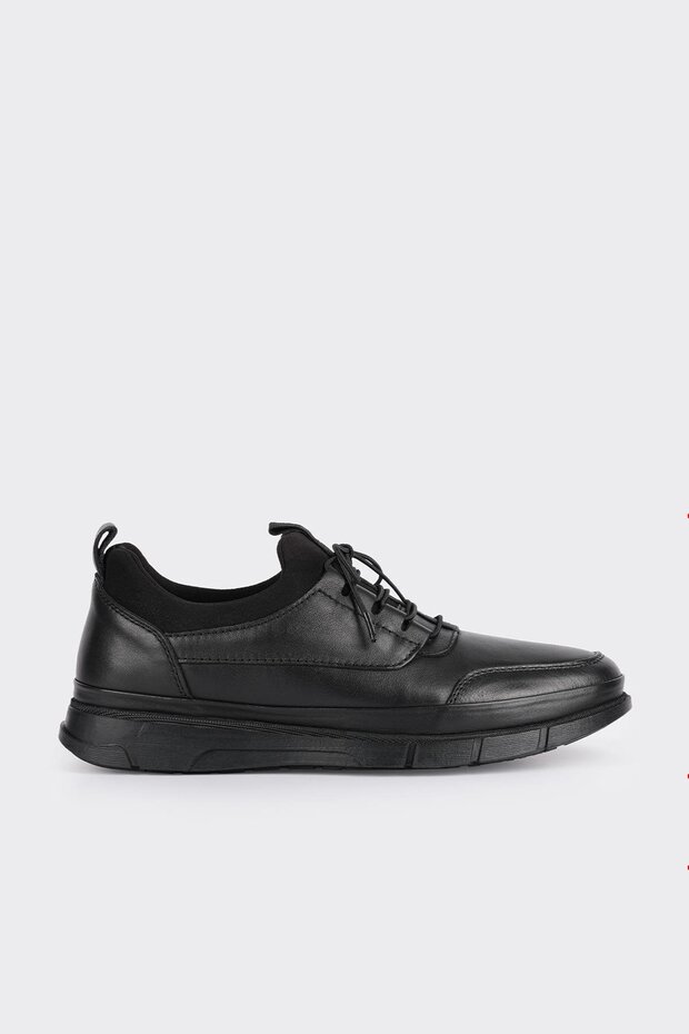 Black 100% Leather Men's Casual Shoes