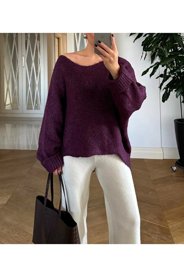 Boat Neck Knitwear Women's Sweater