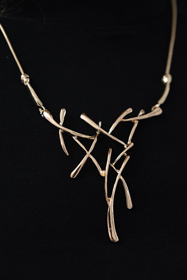 Vintage Çapraz Model Çelik Kolye - 2