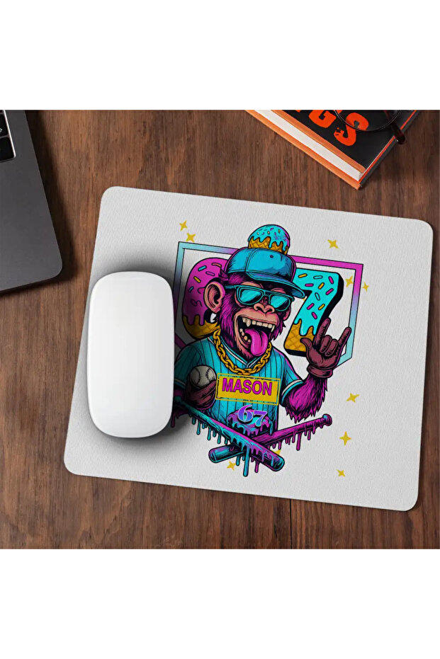 Mousepad Six Seven Baseball Monkey 67 Meme - 1