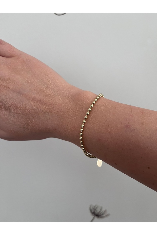 Stainless Steel Gold Mini Dorica Stone Shiny Bell Detail Non-Tarnishing Bracelet