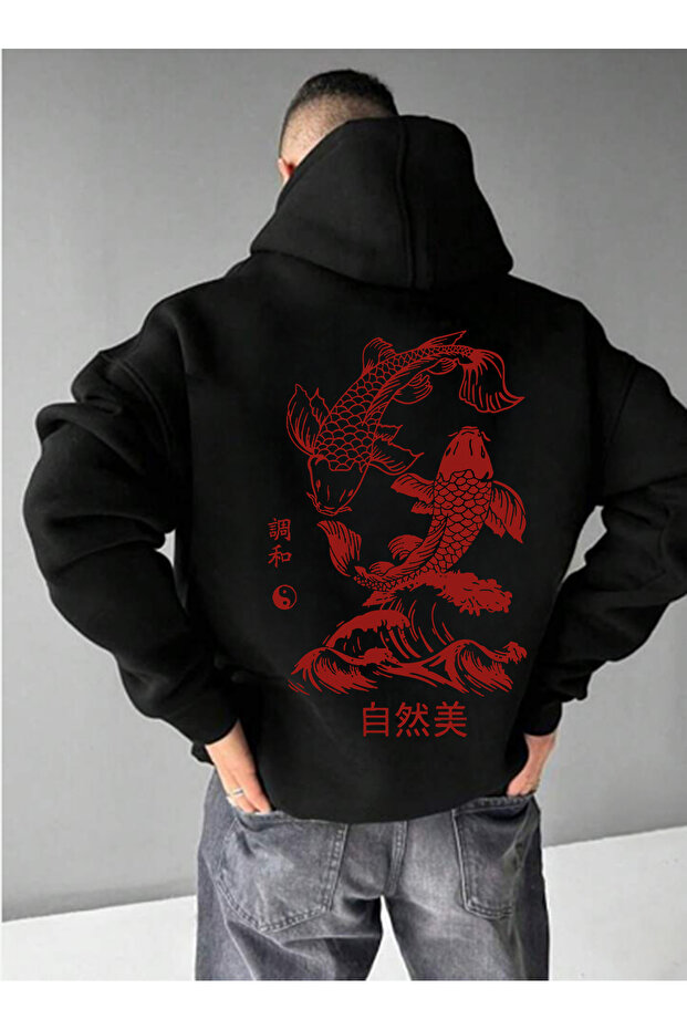 Oversized Sweatshirt Hoodie Koi Japan