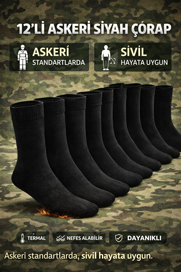 12-Pack Military Winter Socks Wool Thermal - Airborne and Sailor Special Production