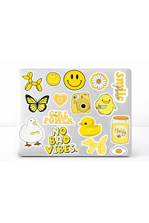 Yellow Sticker Happy Sticker No Bad Vibes Cute Sticker Set