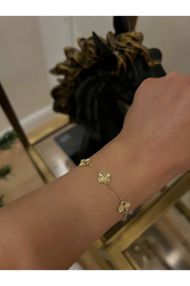 Yonca Motifli Gold Bileklik - 2