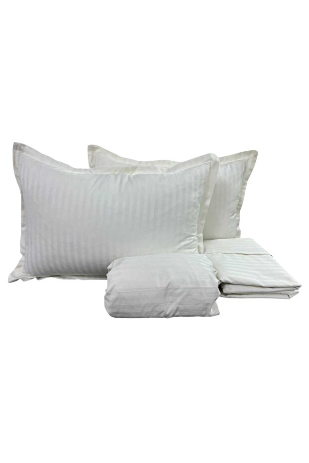 Double Satin Duvet Cover Set - Double Duvet Cover Set with Elastic Fitted Sheet