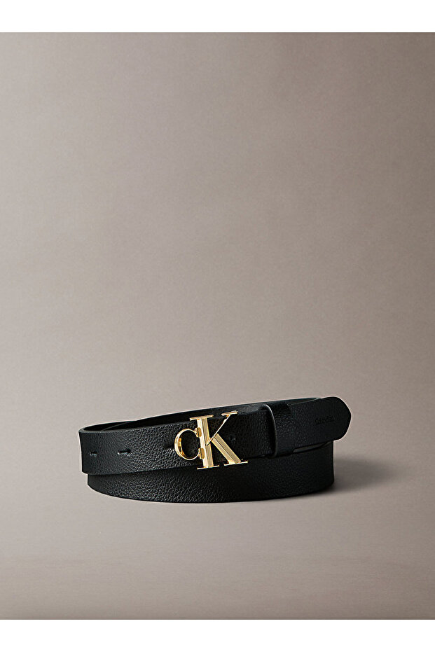 Micropebble Leather Monogram Buckle Belt - 1