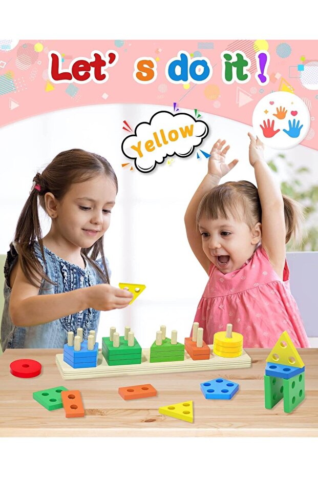 لعبة فرز وتكديس خشبية - 4