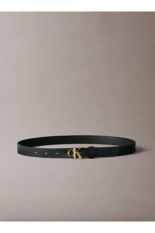 Micropebble Leather Monogram Buckle Belt - 3