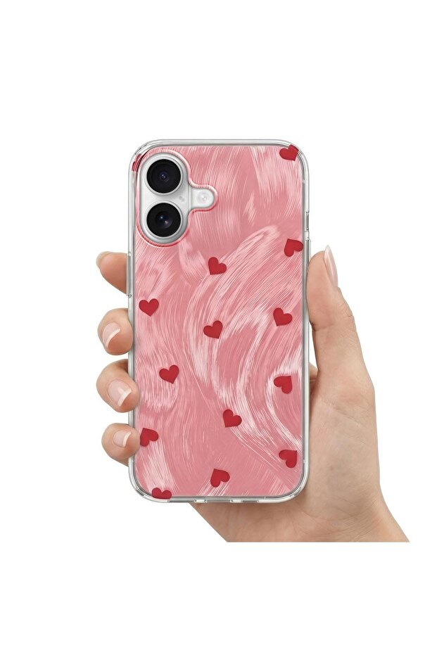 حافظة متوافقة مع هاتف iPhone 17 مصنوعة من السيليكون بنمط قلب باللون الأحمر - 3