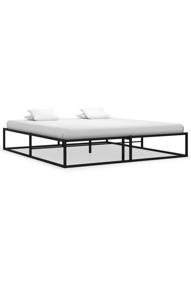 Bed Frame without Mattress Black Metal 140x200 cm
