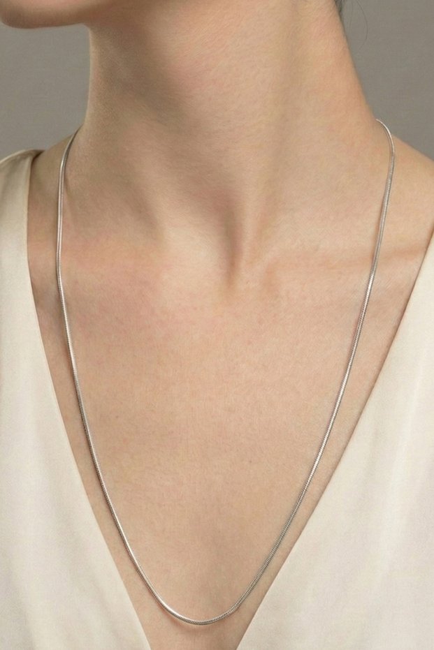Steel Flat Snake Necklace - Extra Long 65 cm 2 mm Silver Color | Non-Tarnishing, Unisex, 2 Years Warranty