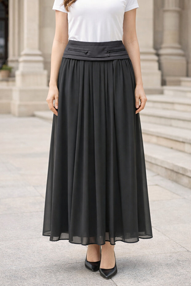 Astarlı Şifon Etek - 2