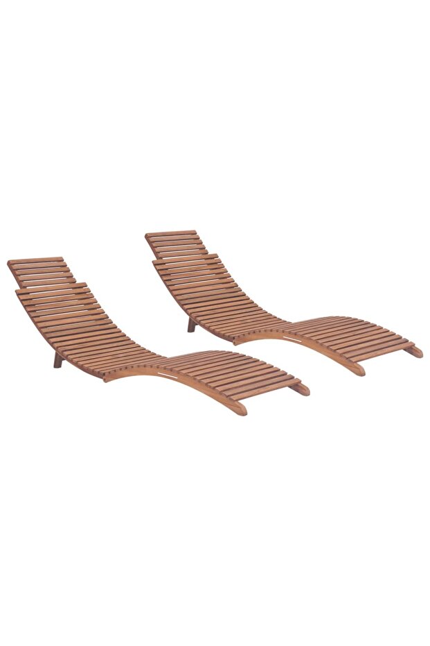 Folding Sun Loungers 2 pcs Solid Teak Wood