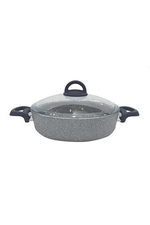 Granite Low Casserole Grey 28cm
