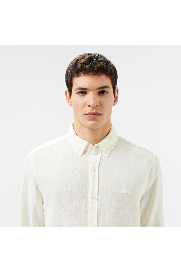 Erkek Slim Fit Beyaz Gömlek - 2