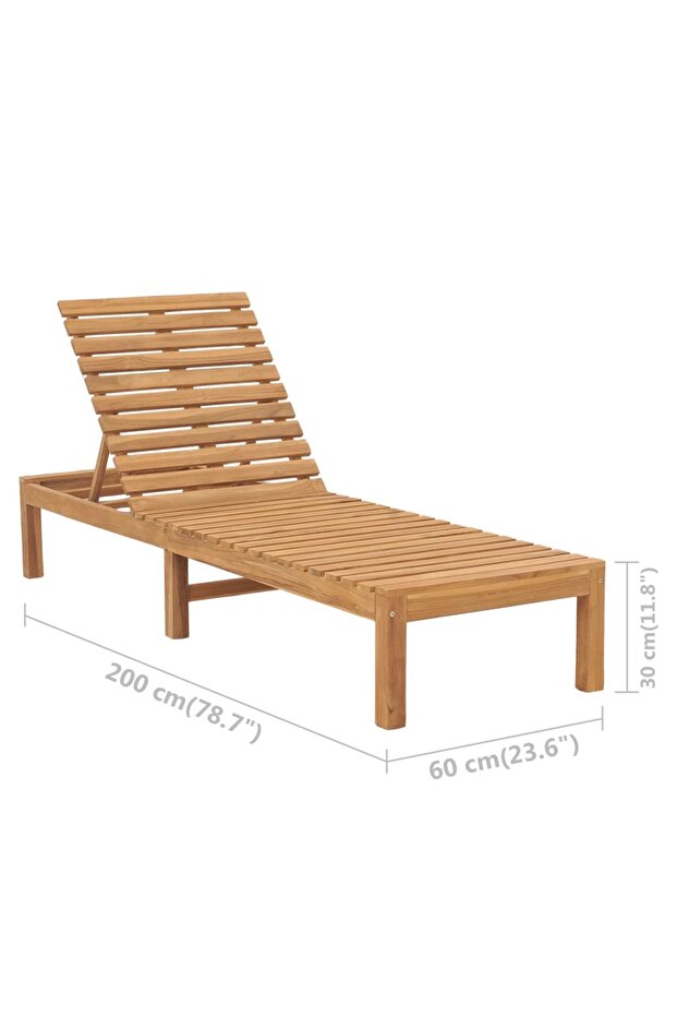 Sun Lounger Solid Teak Wood - 7