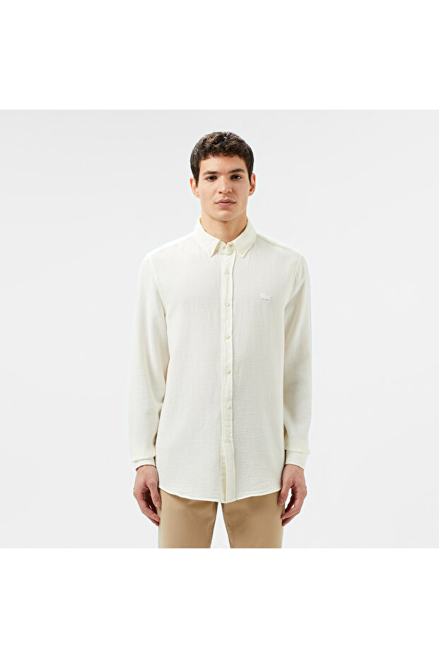 Erkek Slim Fit Beyaz Gömlek - 1