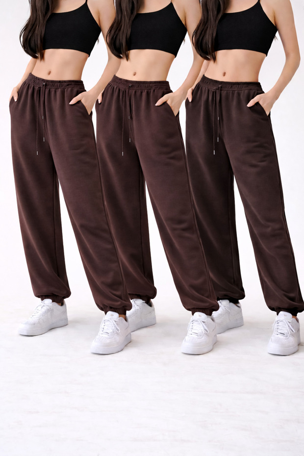 3-Piece High Waist Winter Fleece-Lined Unisex Full Fit Elasticated Leg Sweatpants