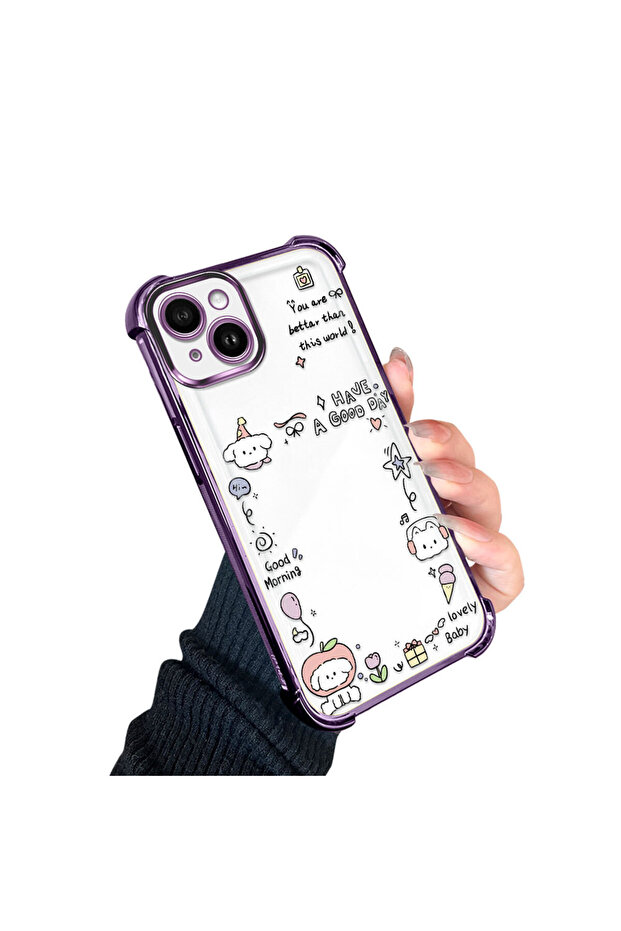 iPhone 14 Plus Compatible Transparent Silicone Flutter Protective Case Creative Pattern - 2