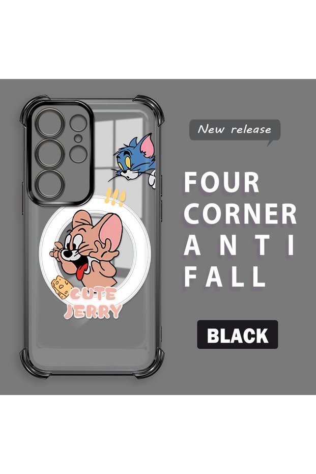 Samsung Galaxy S23 Ultra Compatible Transparent Silicone Flutter Protective Case Tom and Jerry