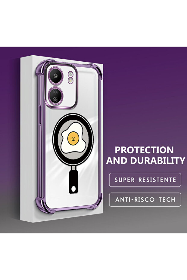 Redmi 13C Compatible Transparent Silicone Flutter Protective Case with Pan Pattern - 3