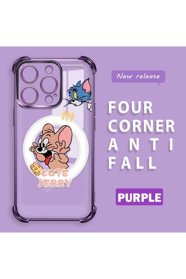 iPhone 14 Pro Compatible Transparent Silicone Flutter Protective Case Tom and Jerry