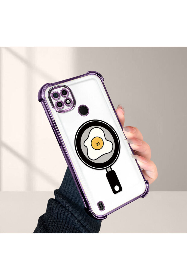 حافظة حماية من السيليكون الشفاف المتوافقة مع هاتف Realme C21 بنمط مموج - 4