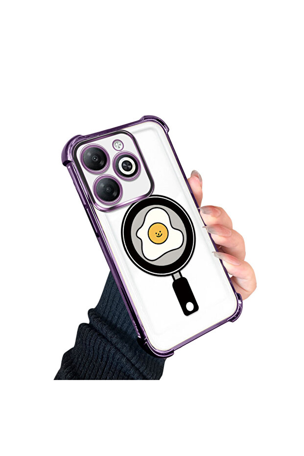 حافظة حماية من السيليكون الشفاف المتوافقة مع هاتف Infinix Smart 8/8 Pro بنمط مربعات - 2