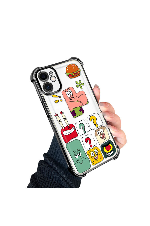 iPhone 11 Compatible Transparent Silicone Flutter Protective Case Spongebob - 3