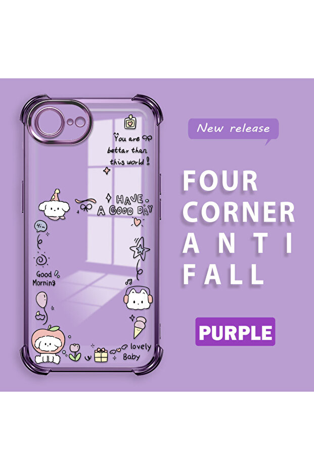 iPhone 16E Compatible Transparent Silicone Flutter Protective Case Creative Pattern - 1