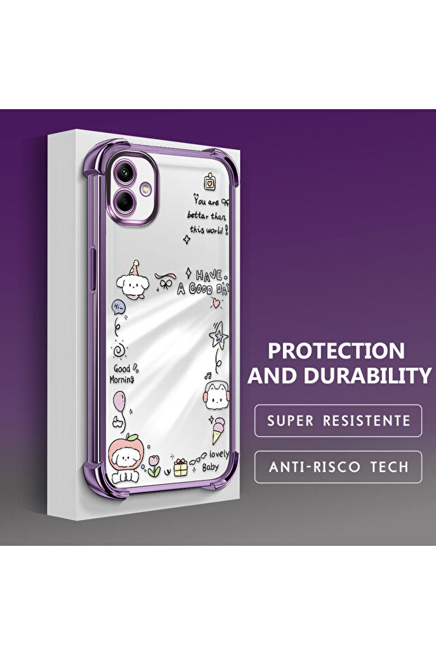 Samsung Galaxy A04 Compatible Transparent Silicone Flutter Protective Case Creative Pattern - 3