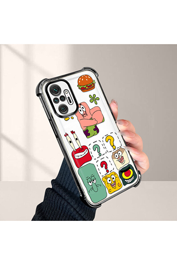 Redmi Note 10 Pro Compatible Transparent Silicone Flutter Protective Case Spongebob - 5