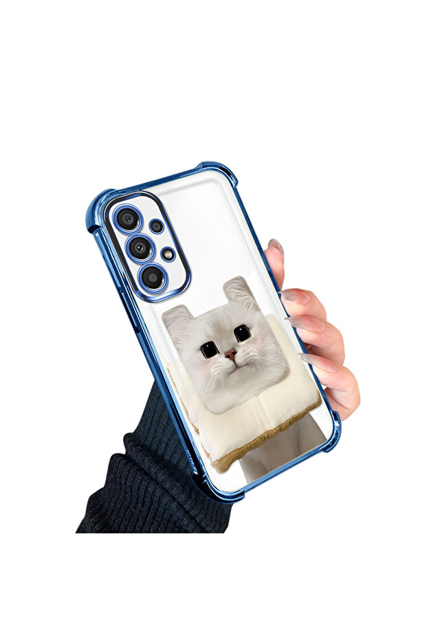 حافظة حماية من السيليكون الشفاف المتوافقة مع هاتف سامسونج جالاكسي A33 بنمط قطة - 2