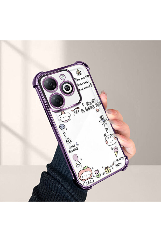 Tecno Spark 20/20C Compatible Transparent Silicone Flutter Protective Case Creative Pattern - 4